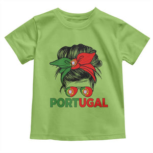 Portugal Messy Bun Girl Pride Portuguese Roots Toddler T Shirt
