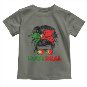 Portugal Messy Bun Girl Pride Portuguese Roots Toddler T Shirt