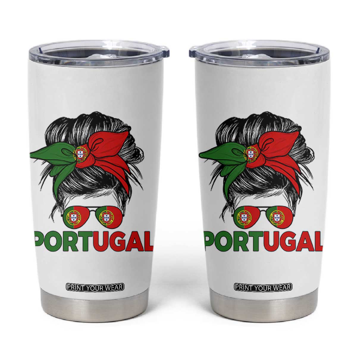 Portugal Messy Bun Girl Pride Portuguese Roots Tumbler Cup