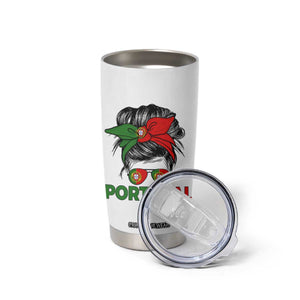 Portugal Messy Bun Girl Pride Portuguese Roots Tumbler Cup
