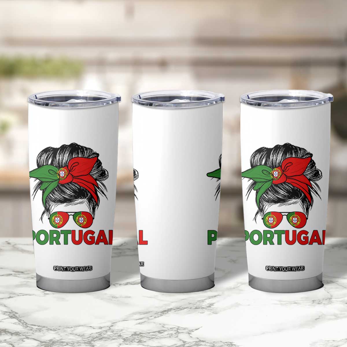 Portugal Messy Bun Girl Pride Portuguese Roots Tumbler Cup