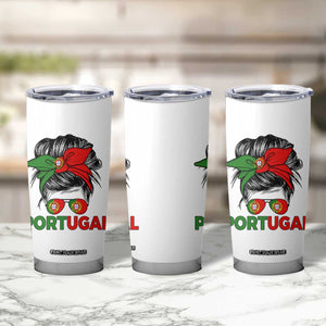 Portugal Messy Bun Girl Pride Portuguese Roots Tumbler Cup