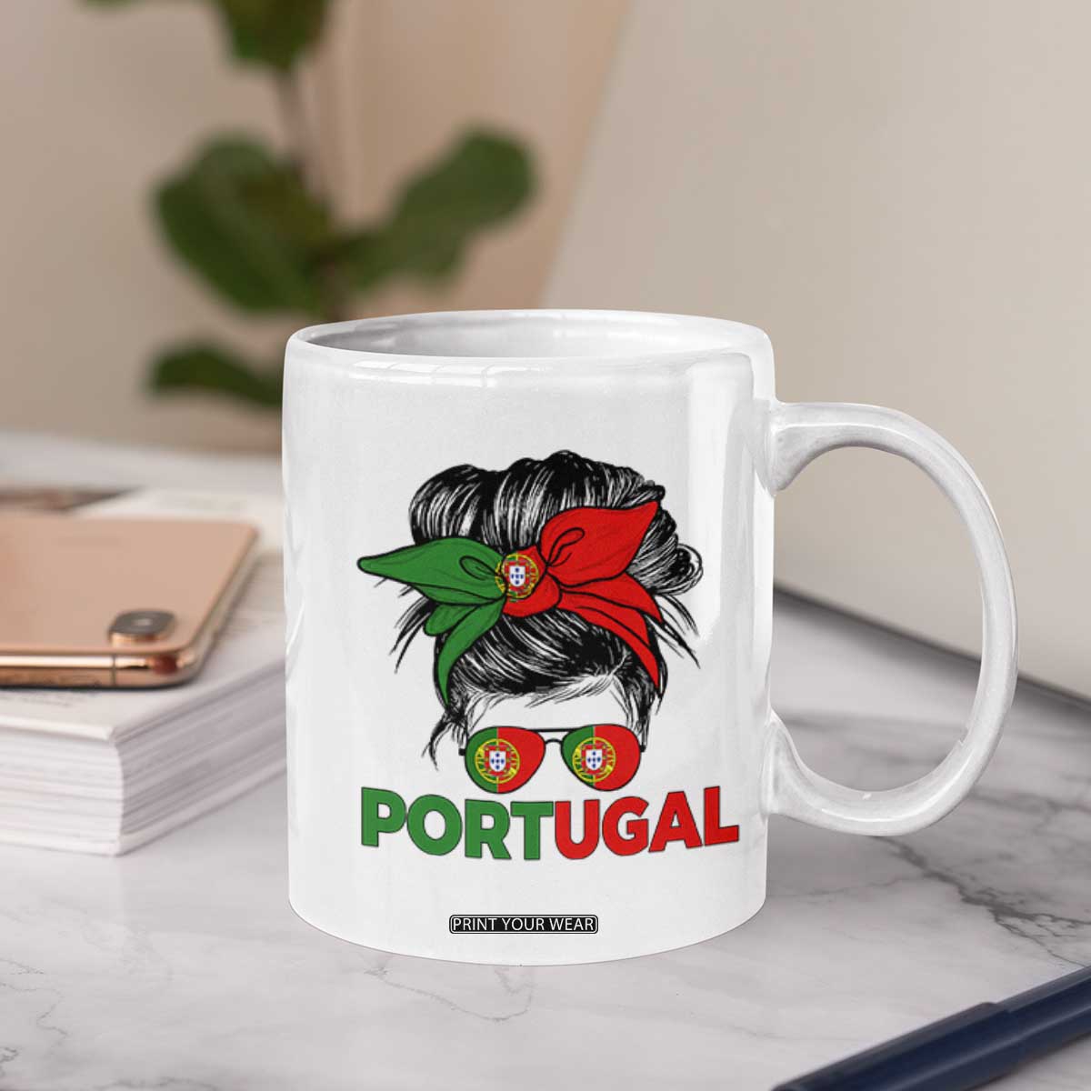 Portugal Messy Bun Girl Pride Portuguese Roots Coffee Mug