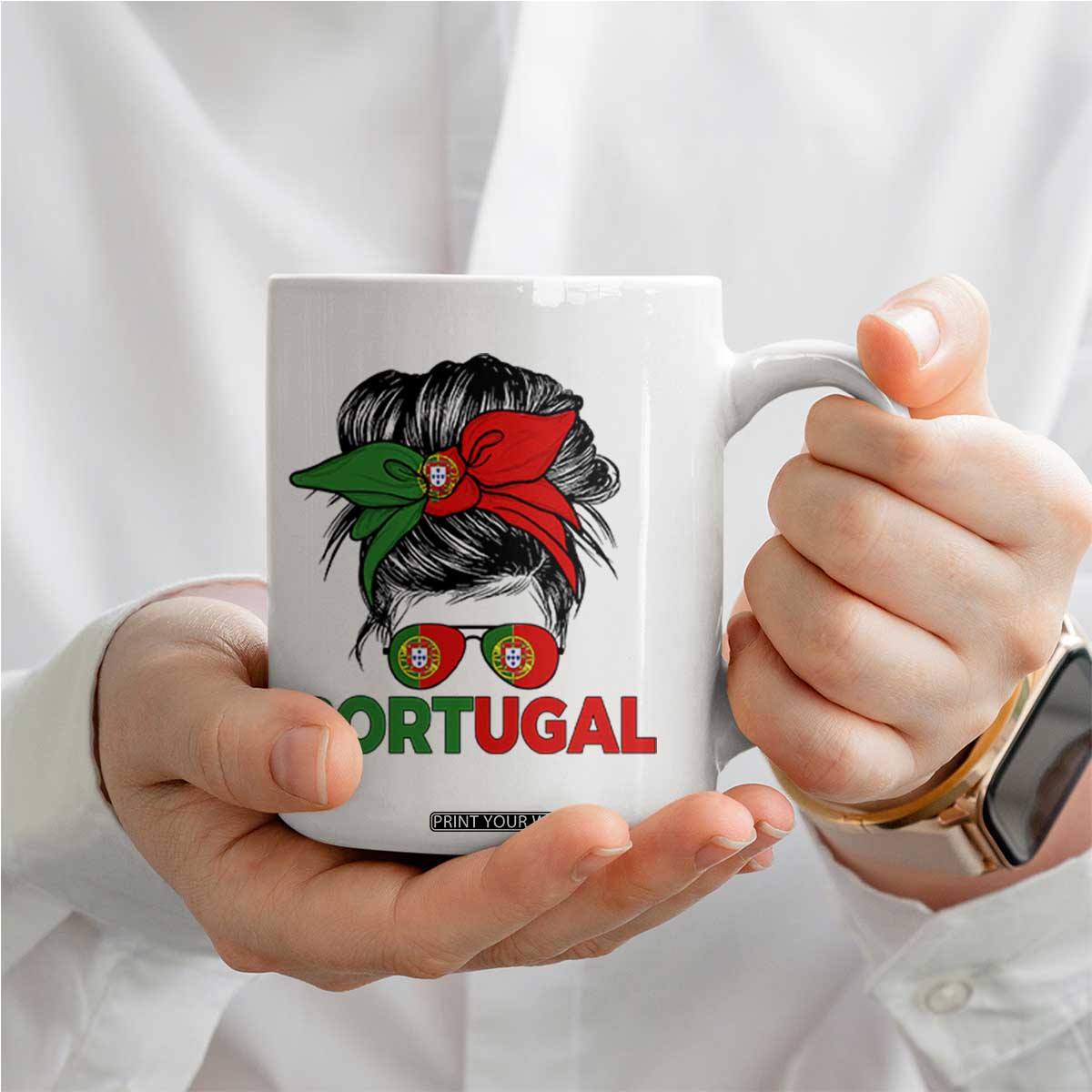 Portugal Messy Bun Girl Pride Portuguese Roots Coffee Mug