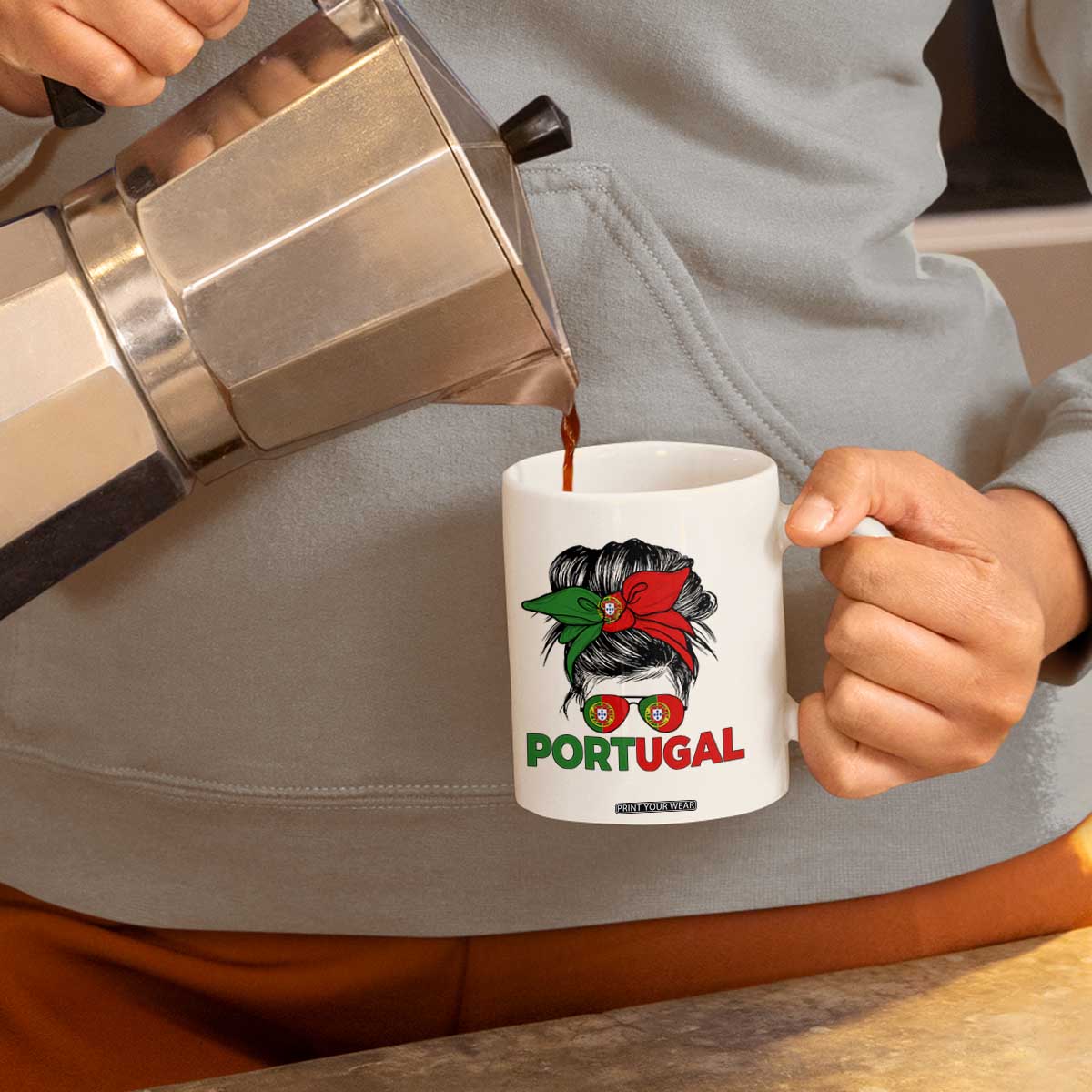 Portugal Messy Bun Girl Pride Portuguese Roots Coffee Mug