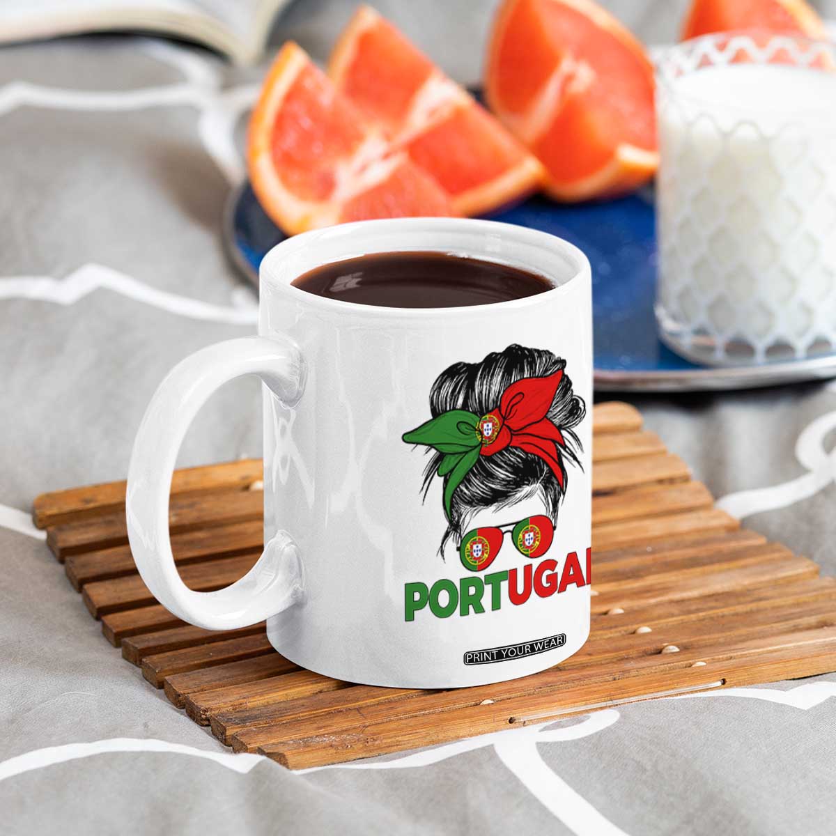 Portugal Messy Bun Girl Pride Portuguese Roots Coffee Mug