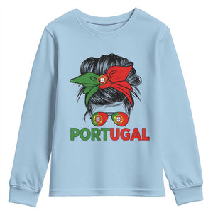 Portugal Messy Bun Girl Pride Portuguese Roots Youth Sweatshirt