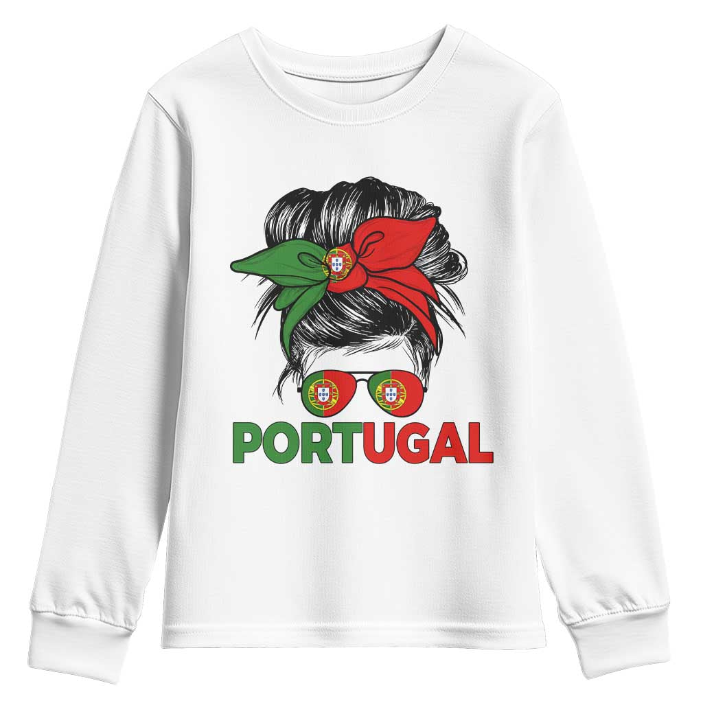 Portugal Messy Bun Girl Pride Portuguese Roots Youth Sweatshirt
