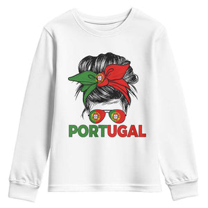Portugal Messy Bun Girl Pride Portuguese Roots Youth Sweatshirt