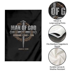 Man Of God Husband Dad Son Charlie Kirk Garden Flag Vintage Christian Cross TS11 Print Your Wear