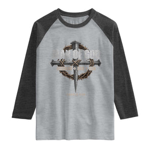 Man Of God Husband Dad Son Charlie Kirk Raglan Shirt Vintage Christian Cross TS11 Heather Gray Heather Charcoal Print Your Wear