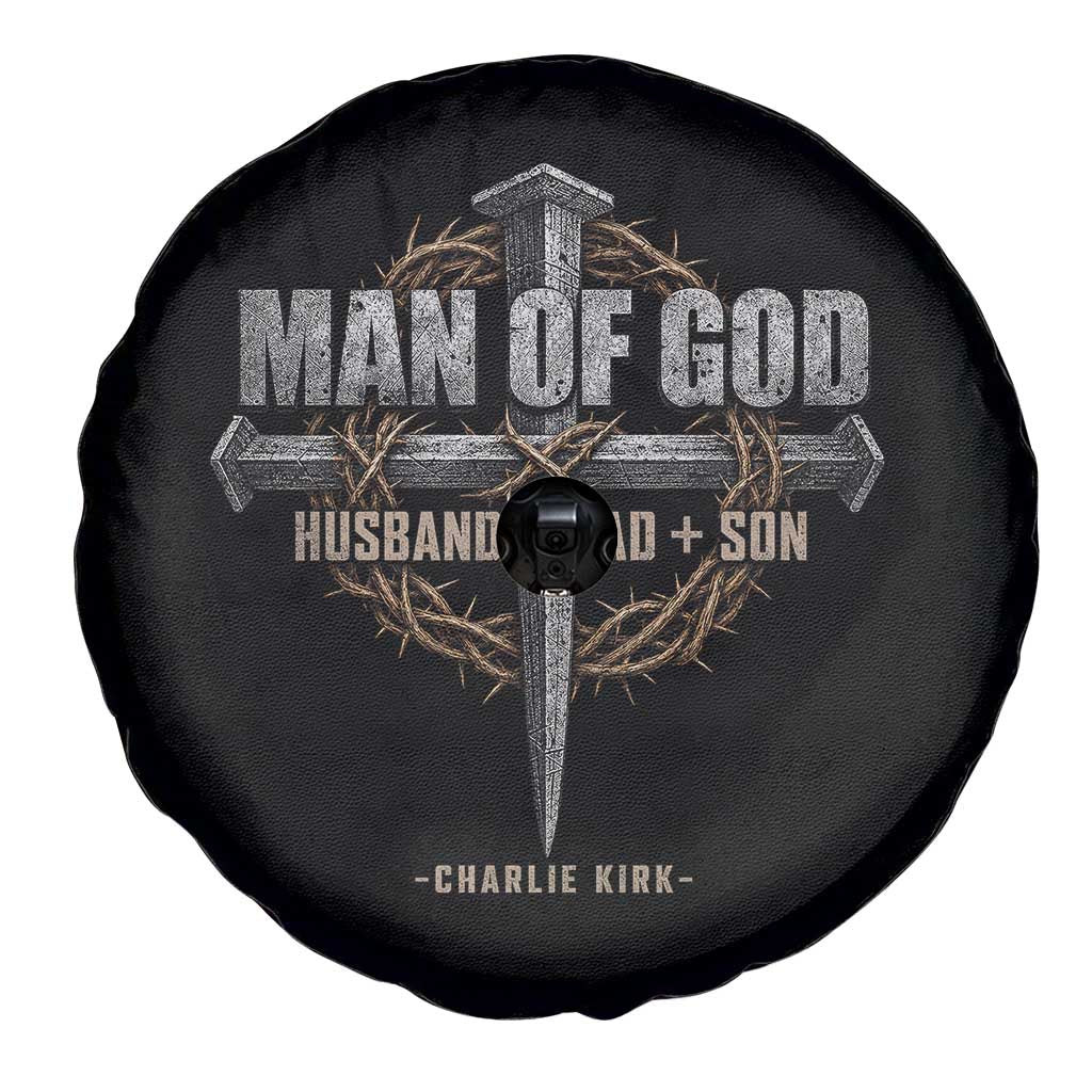 Man Of God Husband Dad Son Charlie Kirk Spare Tire Cover Vintage Christian Cross TS11 Print Your Wear