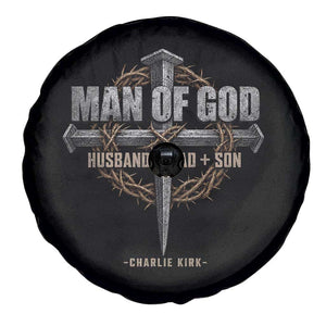 Man Of God Husband Dad Son Charlie Kirk Spare Tire Cover Vintage Christian Cross TS11 Print Your Wear