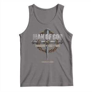 Man Of God Husband Dad Son Charlie Kirk Tank Top Vintage Christian Cross TS11 Deep Heather Print Your Wear