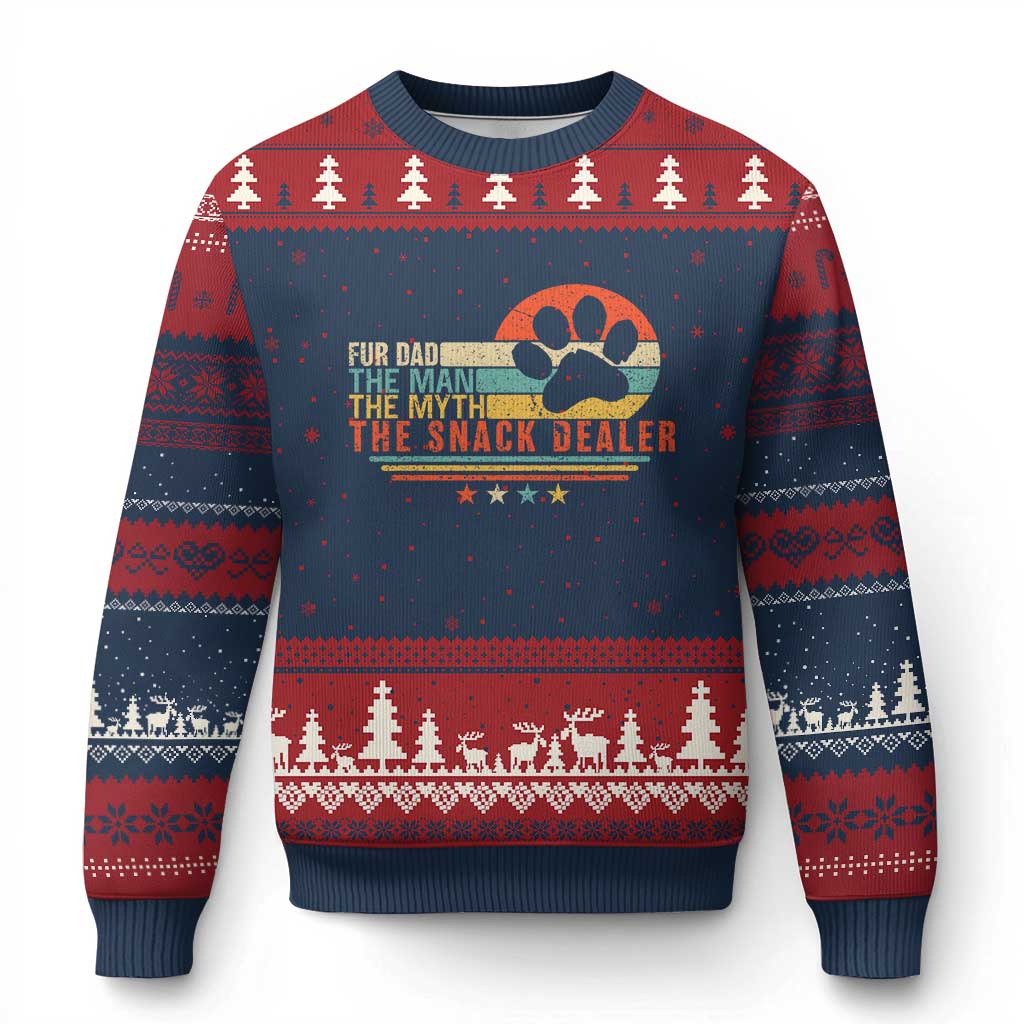 Fur Dad The Man The Myth The Snack Dealer Ugly Christmas Sweater Dog Fathers Day TS11 Navy Red Print Your Wear