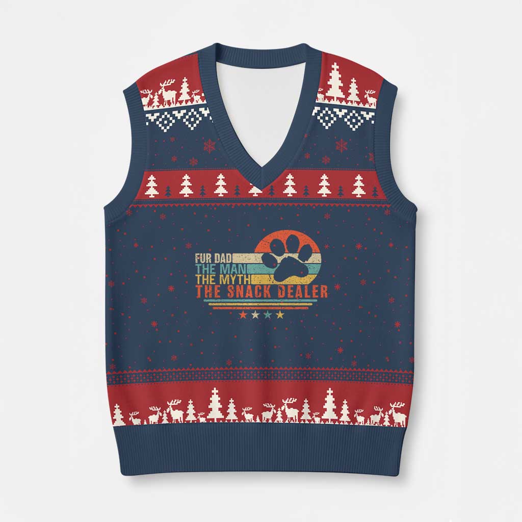 Fur Dad The Man The Myth The Snack Dealer V-Neck Knit Sweater Vest Dog Fathers Day TS11 Navy Red Print Your Wear