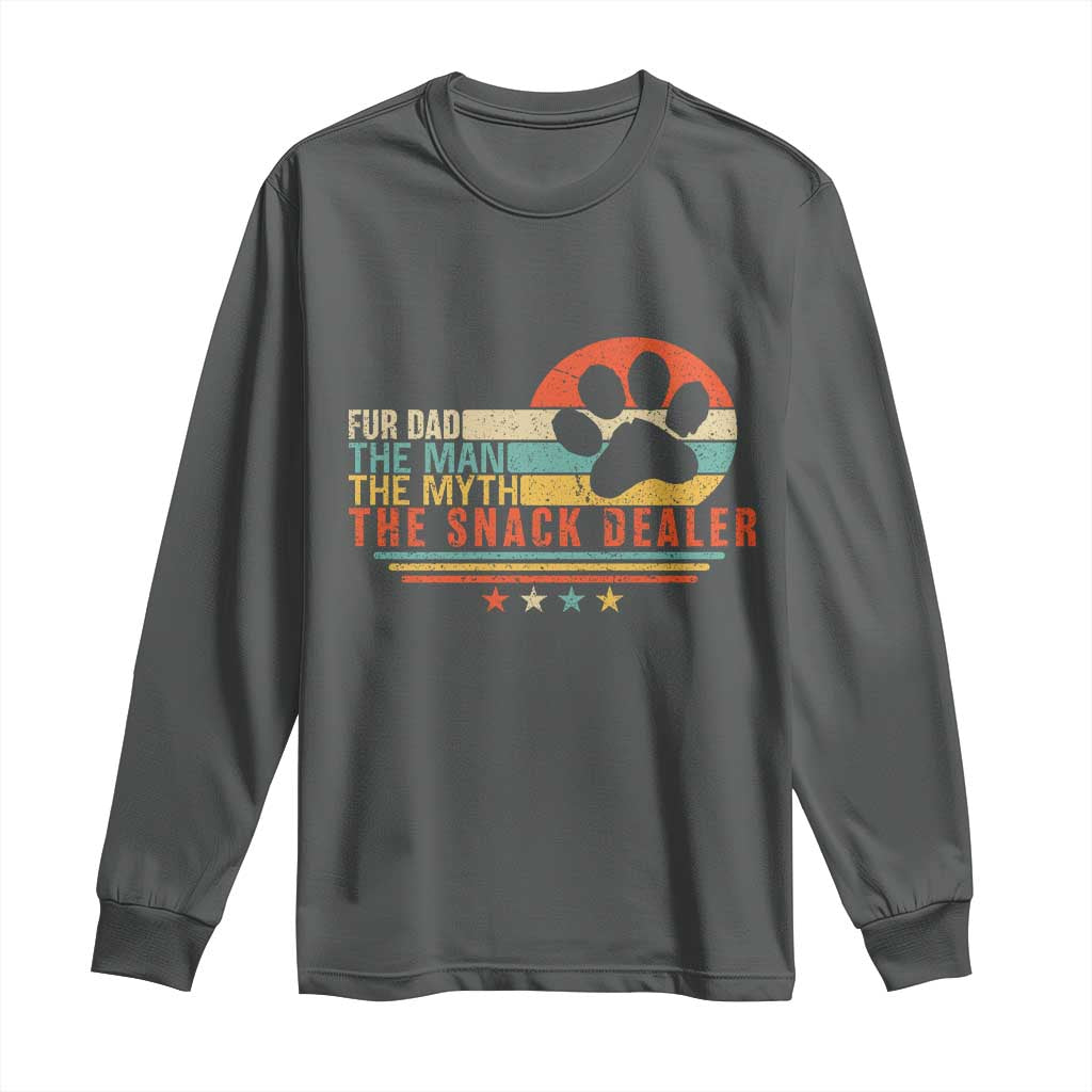 Fur Dad The Man The Myth The Snack Dealer Long Sleeve Shirt Dog Fathers Day TS11 Dark Heather Print Your Wear