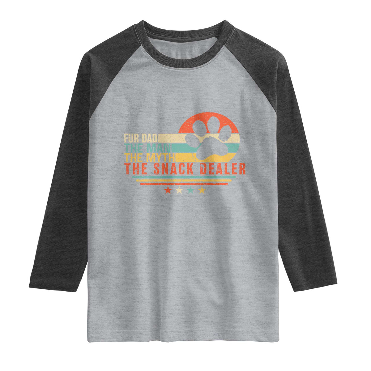 Fur Dad The Man The Myth The Snack Dealer Raglan Shirt Dog Fathers Day TS11 Heather Gray Heather Charcoal Print Your Wear