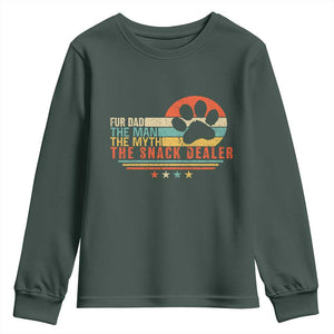 Fur Dad The Man The Myth The Snack Dealer Youth Sweatshirt Dog Fathers Day TS11 Dark Forest Green Print Your Wear