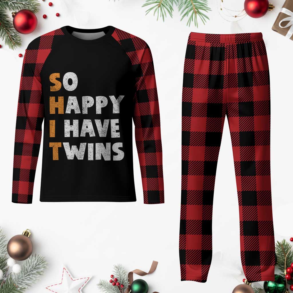 Shit So I Have Twins Plaid Pajama Set Funny Twin Dad Twin Mom TS11 Buffalo Plaid Print Your Wear