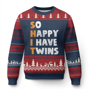 Shit So I Have Twins Ugly Christmas Sweater Funny Twin Dad Twin Mom TS11 Navy Red Print Your Wear