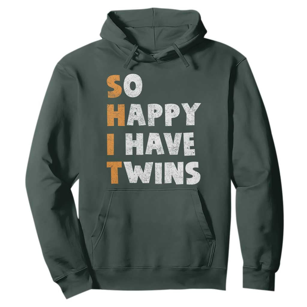 Shit So I Have Twins Hoodie Funny Twin Dad Twin Mom TS11 Dark Forest Green Print Your Wear