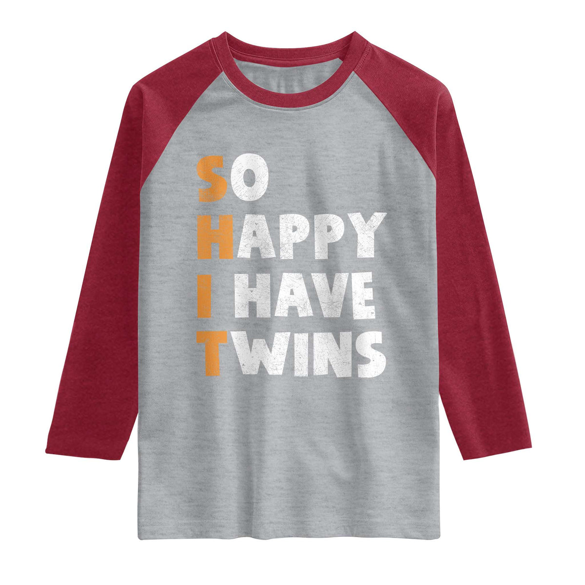Shit So I Have Twins Raglan Shirt Funny Twin Dad Twin Mom TS11 Heather Gray Heather Red Print Your Wear