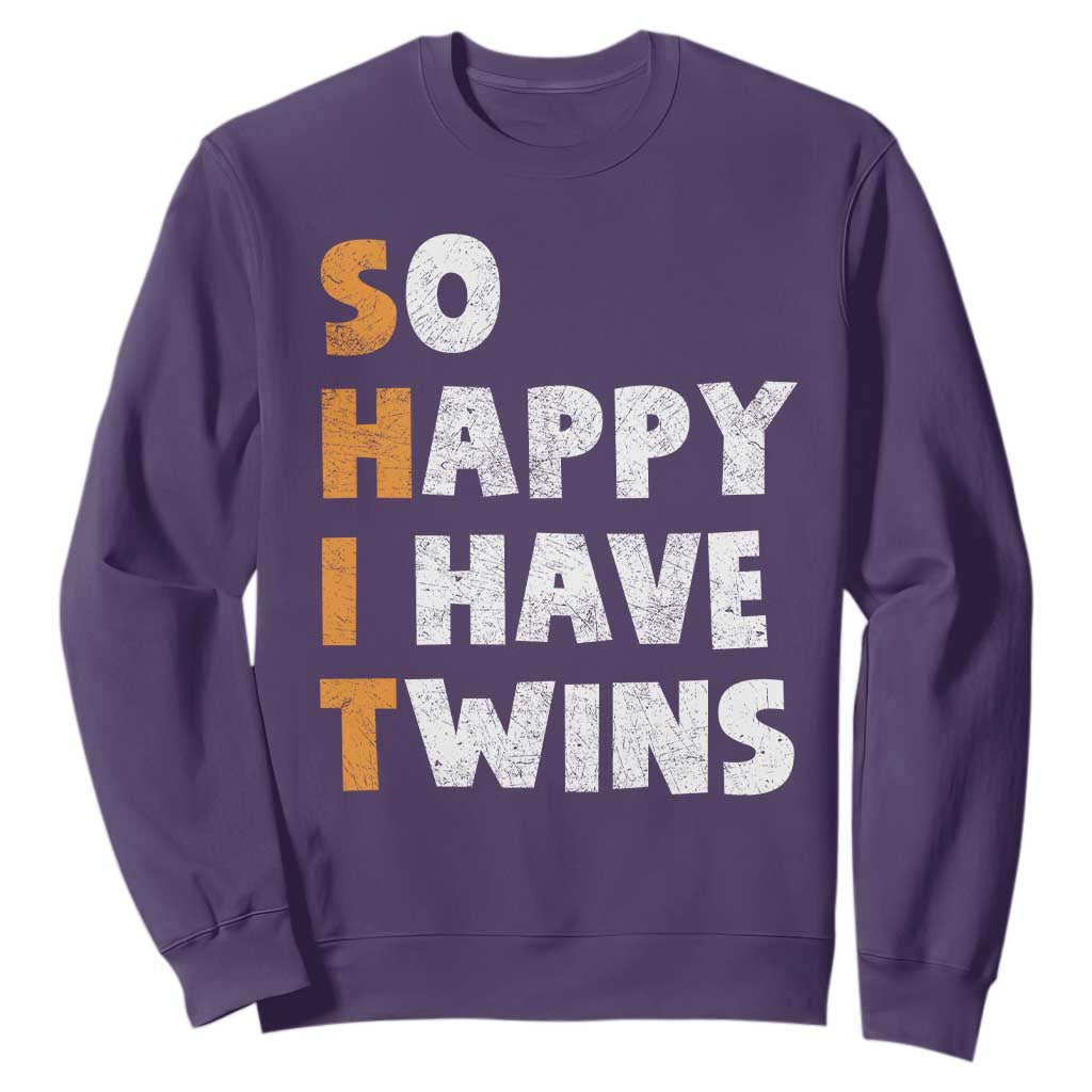 Shit So I Have Twins Sweatshirt Funny Twin Dad Twin Mom TS11 Purple Print Your Wear