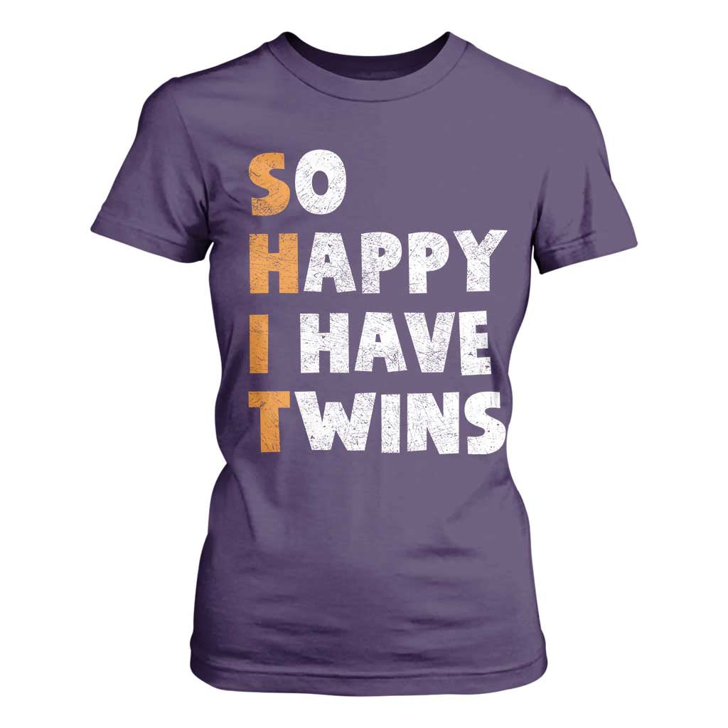 Shit So I Have Twins T Shirt For Women Funny Twin Dad Twin Mom TS11 Purple Print Your Wear