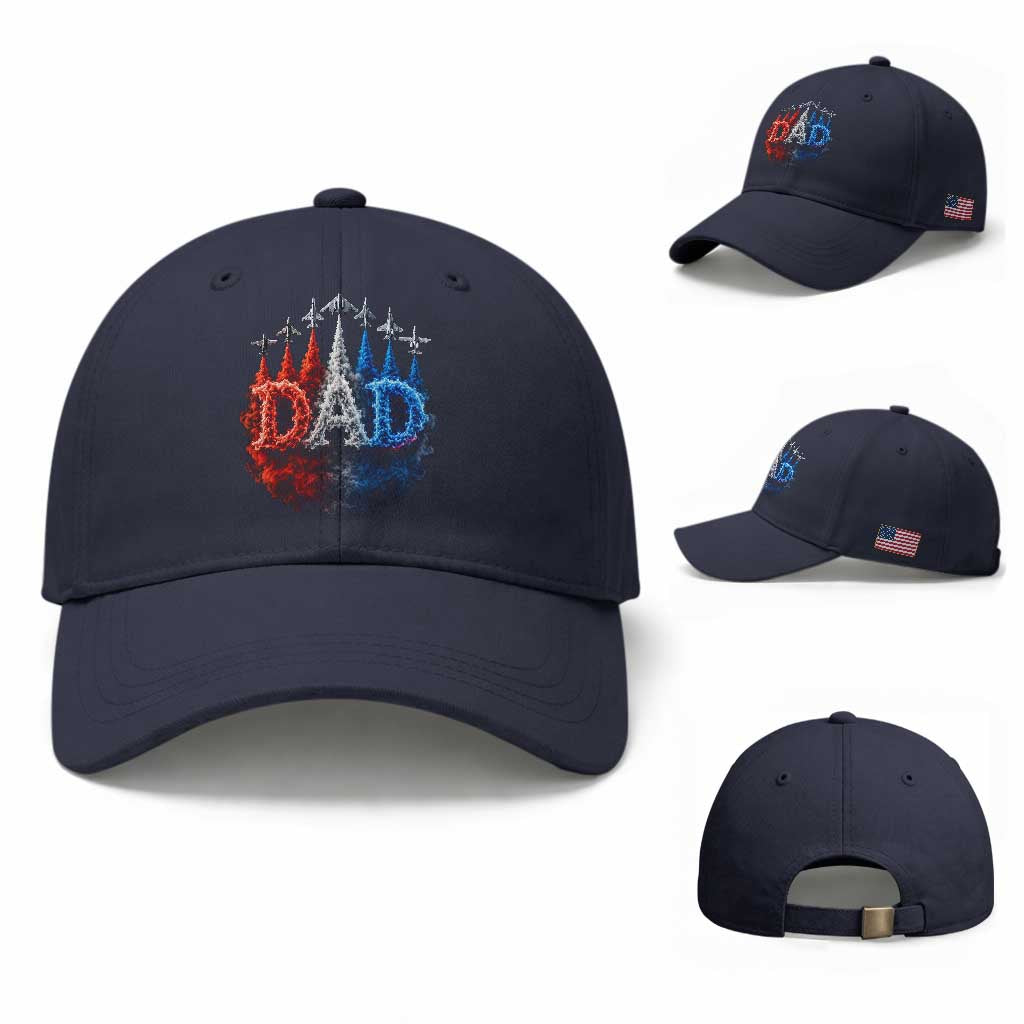 Patriotic Dad Jet Fighter American Flag 4th of July Baseball Cap TS11 Baseball Cap Universal Fit Navy Print Your Wear