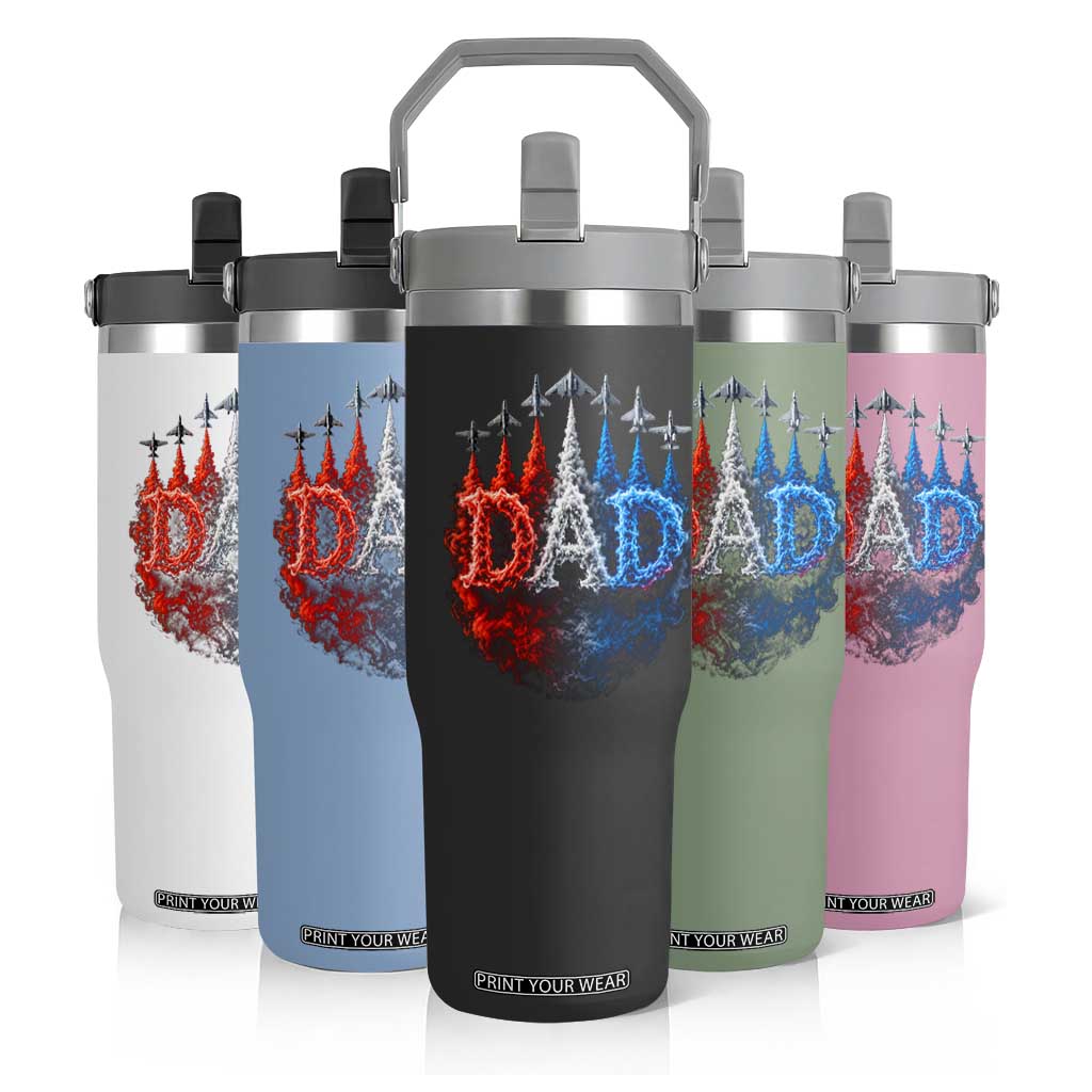 Patriotic Dad Jet Fighter American Flag 4th of July Flip Straw Tumbler TS11 Print Your Wear