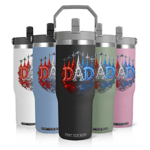 Patriotic Dad Jet Fighter American Flag 4th of July Flip Straw Tumbler TS11 Print Your Wear