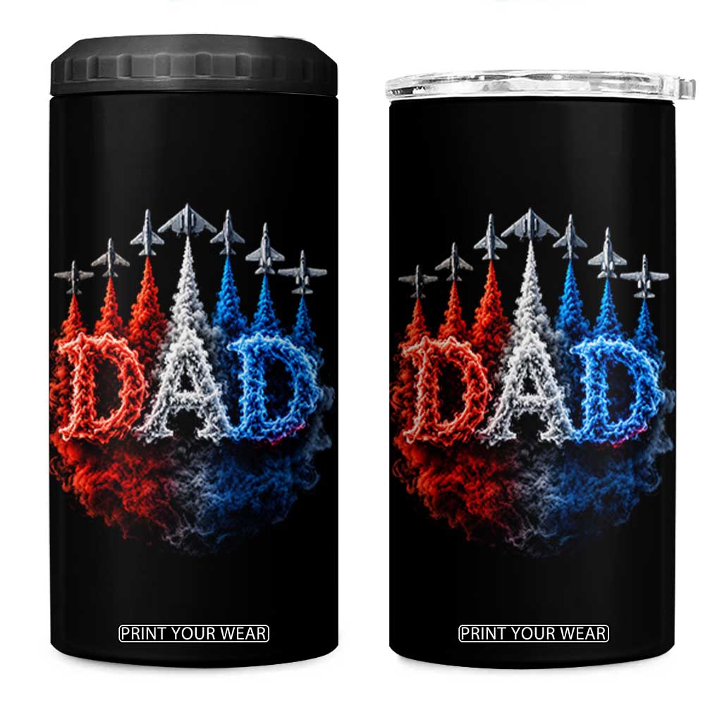 Patriotic Dad Jet Fighter American Flag 4th of July 4 in 1 Can Cooler Tumbler TS11 One Size: 16 oz Black Print Your Wear