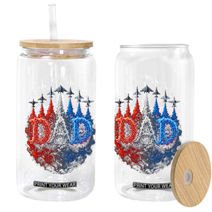 Patriotic Dad Jet Fighter American Flag 4th of July Glass Can TS11 Print Your Wear