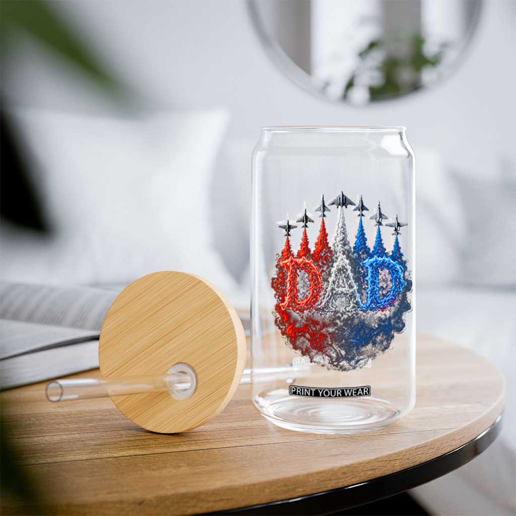 Patriotic Dad Jet Fighter American Flag 4th of July Glass Can TS11 Print Your Wear