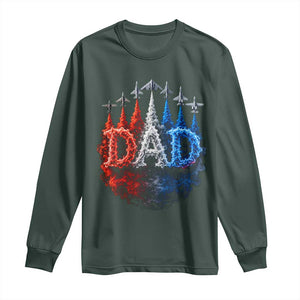 Patriotic Dad Jet Fighter American Flag 4th of July Long Sleeve Shirt TS11 Dark Forest Green Print Your Wear