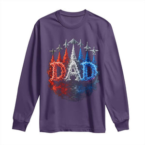 Patriotic Dad Jet Fighter American Flag 4th of July Long Sleeve Shirt TS11 Purple Print Your Wear