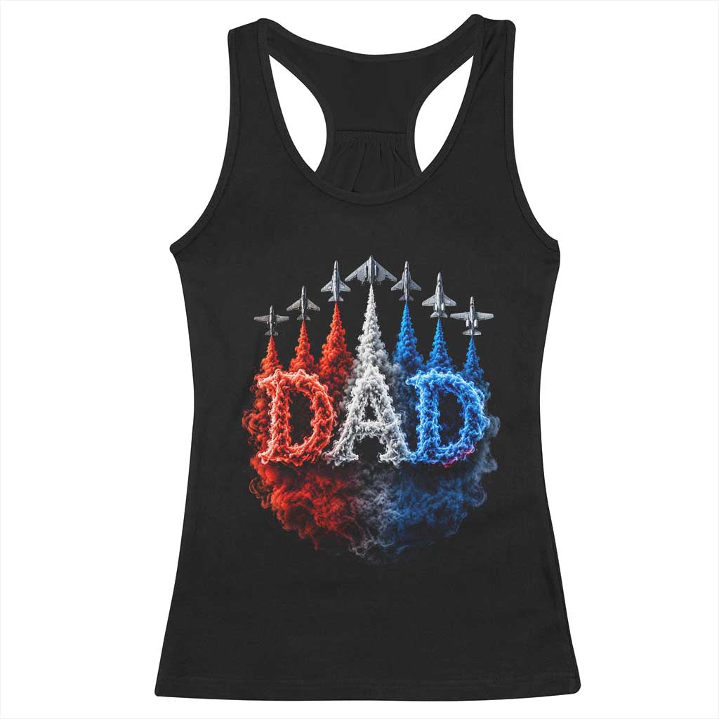 Patriotic Dad Jet Fighter American Flag 4th of July Racerback Tank Top TS11 Black Print Your Wear