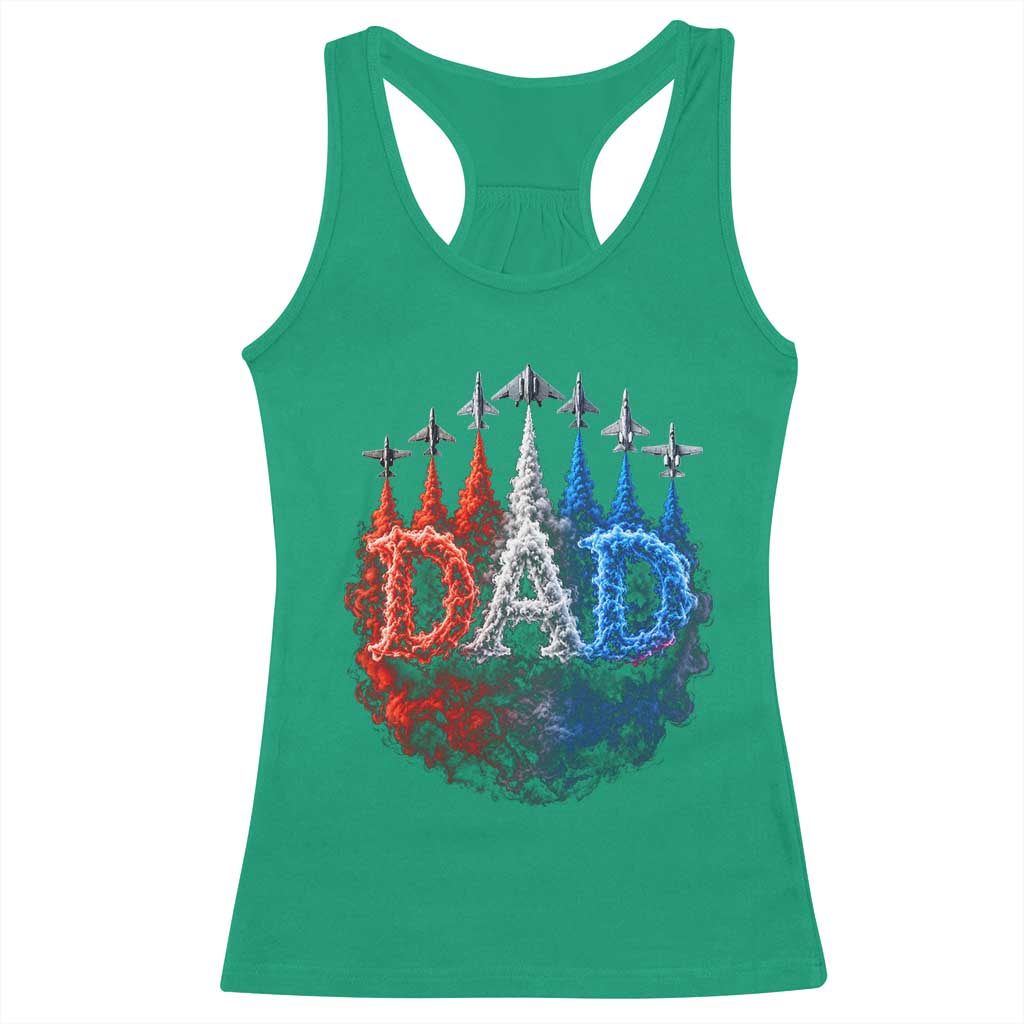 Patriotic Dad Jet Fighter American Flag 4th of July Racerback Tank Top TS11 Irish Green Print Your Wear