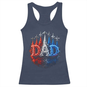Patriotic Dad Jet Fighter American Flag 4th of July Racerback Tank Top TS11 Navy Print Your Wear