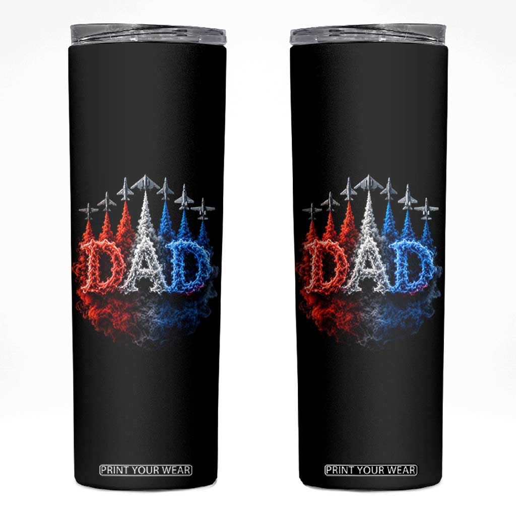 Patriotic Dad Jet Fighter American Flag 4th of July Skinny Tumbler TS11 Black Print Your Wear