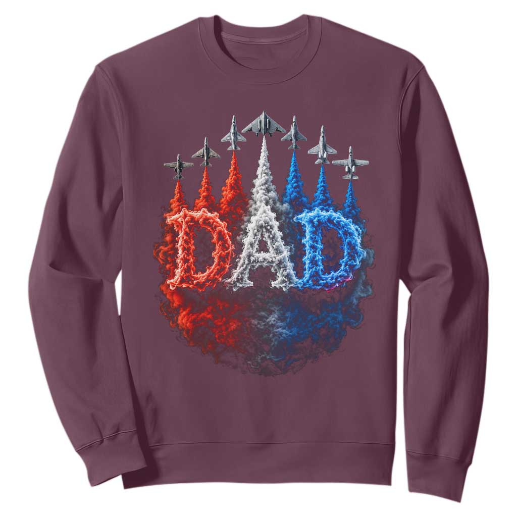 Patriotic Dad Jet Fighter American Flag 4th of July Sweatshirt TS11 Maroon Print Your Wear