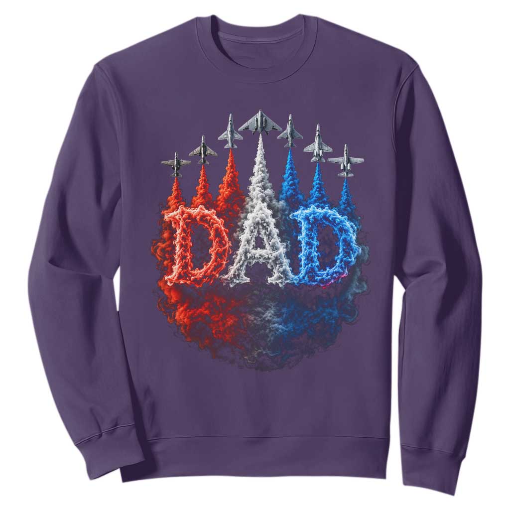 Patriotic Dad Jet Fighter American Flag 4th of July Sweatshirt TS11 Purple Print Your Wear