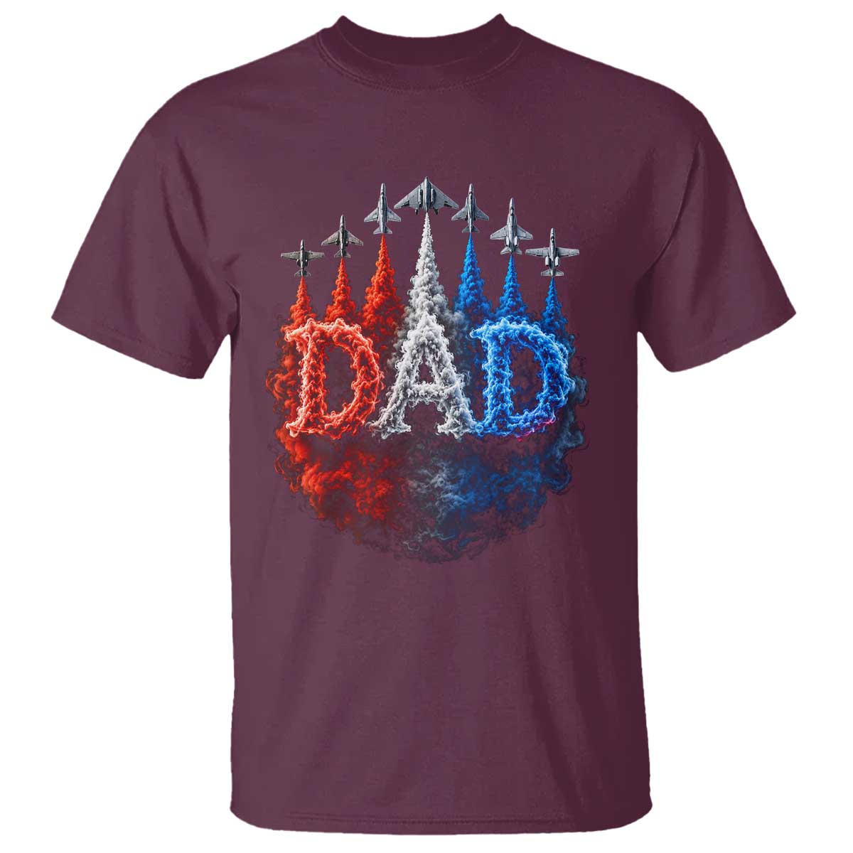Patriotic Dad Jet Fighter American Flag 4th of July T Shirt TS11 Maroon Print Your Wear