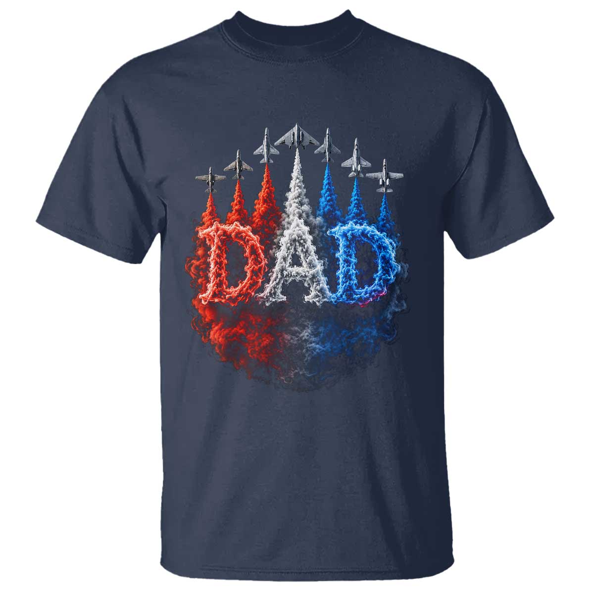 Patriotic Dad Jet Fighter American Flag 4th of July T Shirt TS11 Navy Print Your Wear