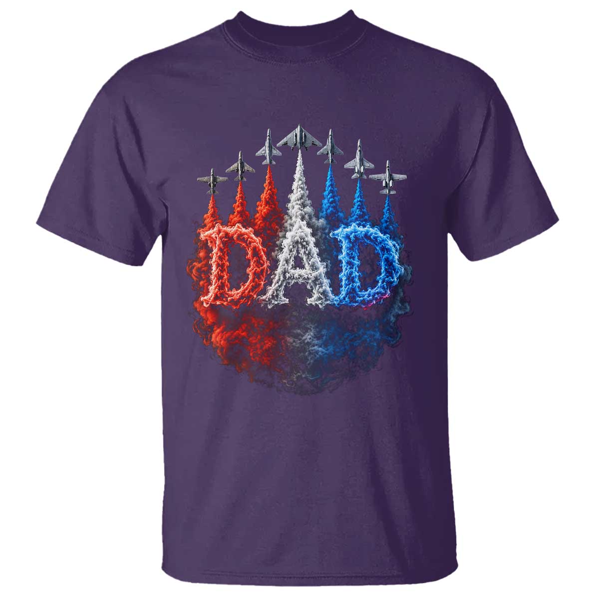 Patriotic Dad Jet Fighter American Flag 4th of July T Shirt TS11 Purple Print Your Wear