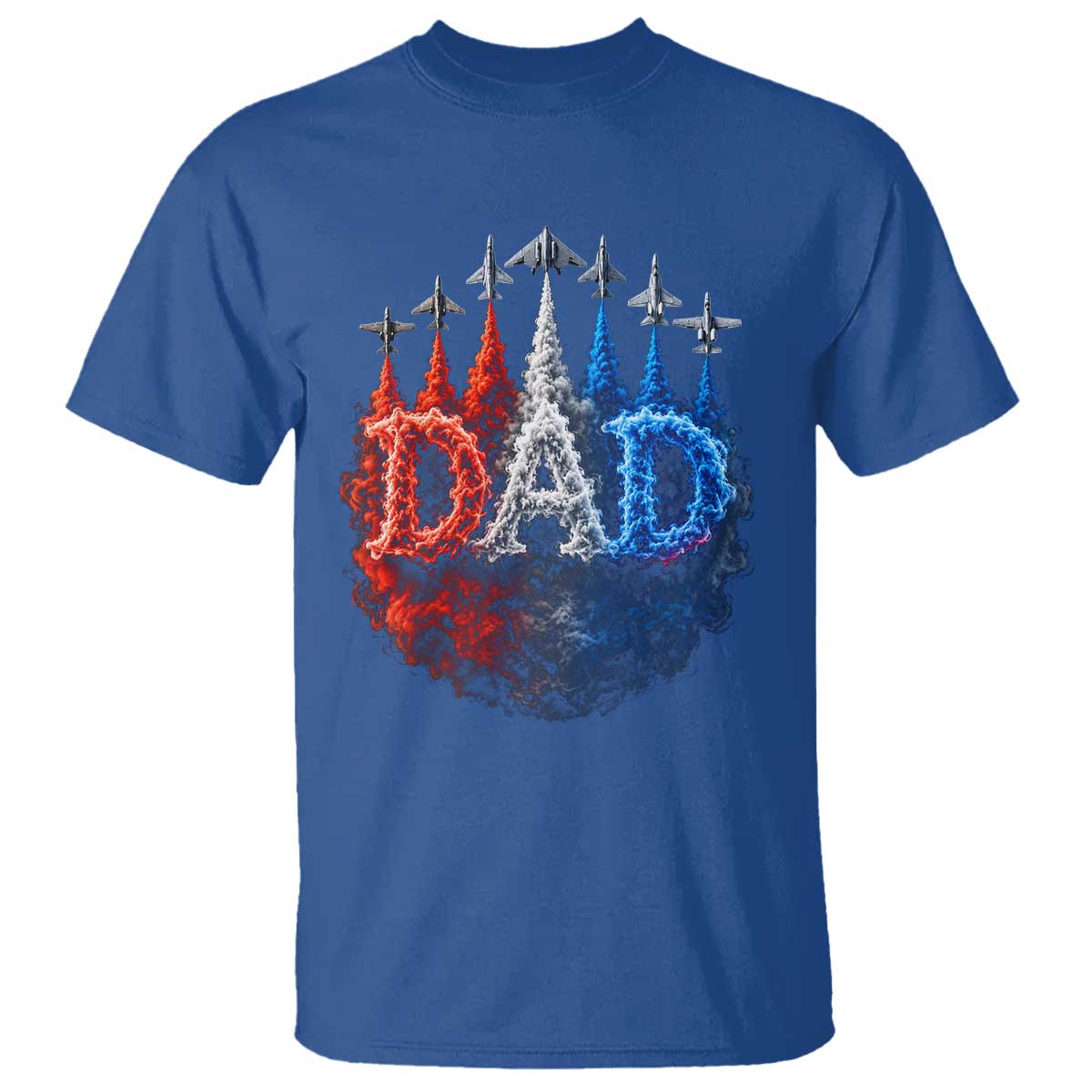 Patriotic Dad Jet Fighter American Flag 4th of July T Shirt TS11 Royal Blue Print Your Wear