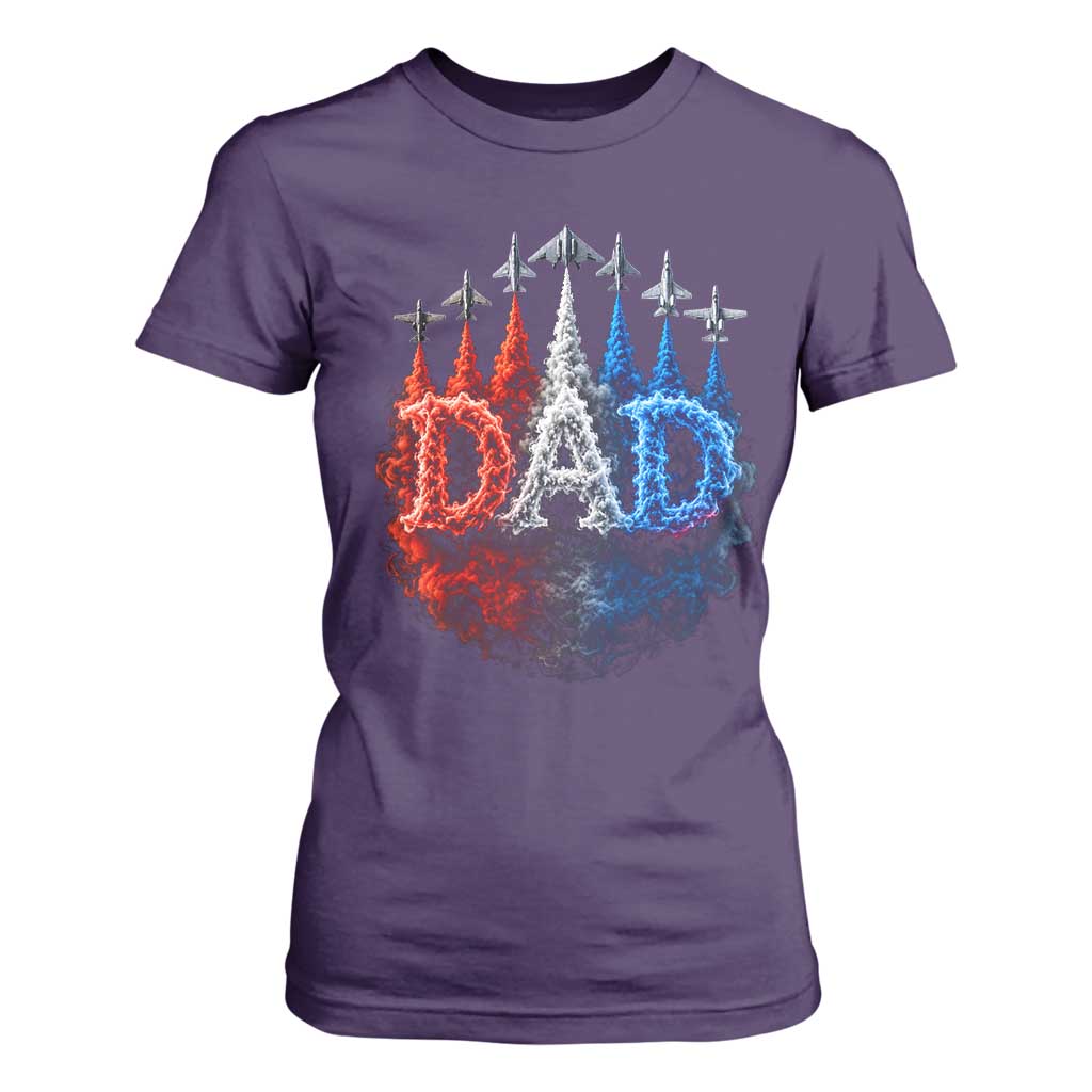 Patriotic Dad Jet Fighter American Flag 4th of July T Shirt For Women TS11 Purple Print Your Wear