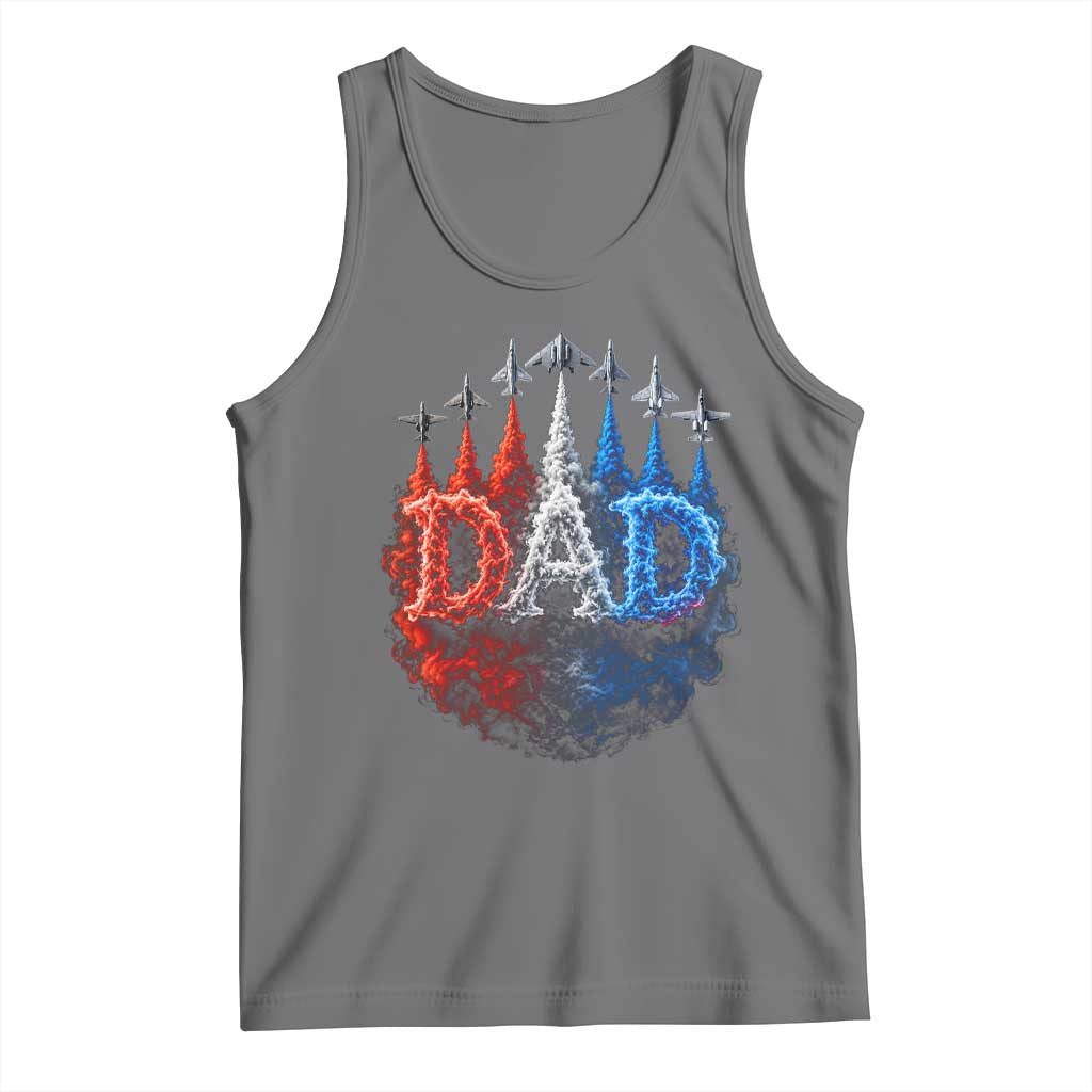 Patriotic Dad Jet Fighter American Flag 4th of July Tank Top TS11 Black Heather Print Your Wear