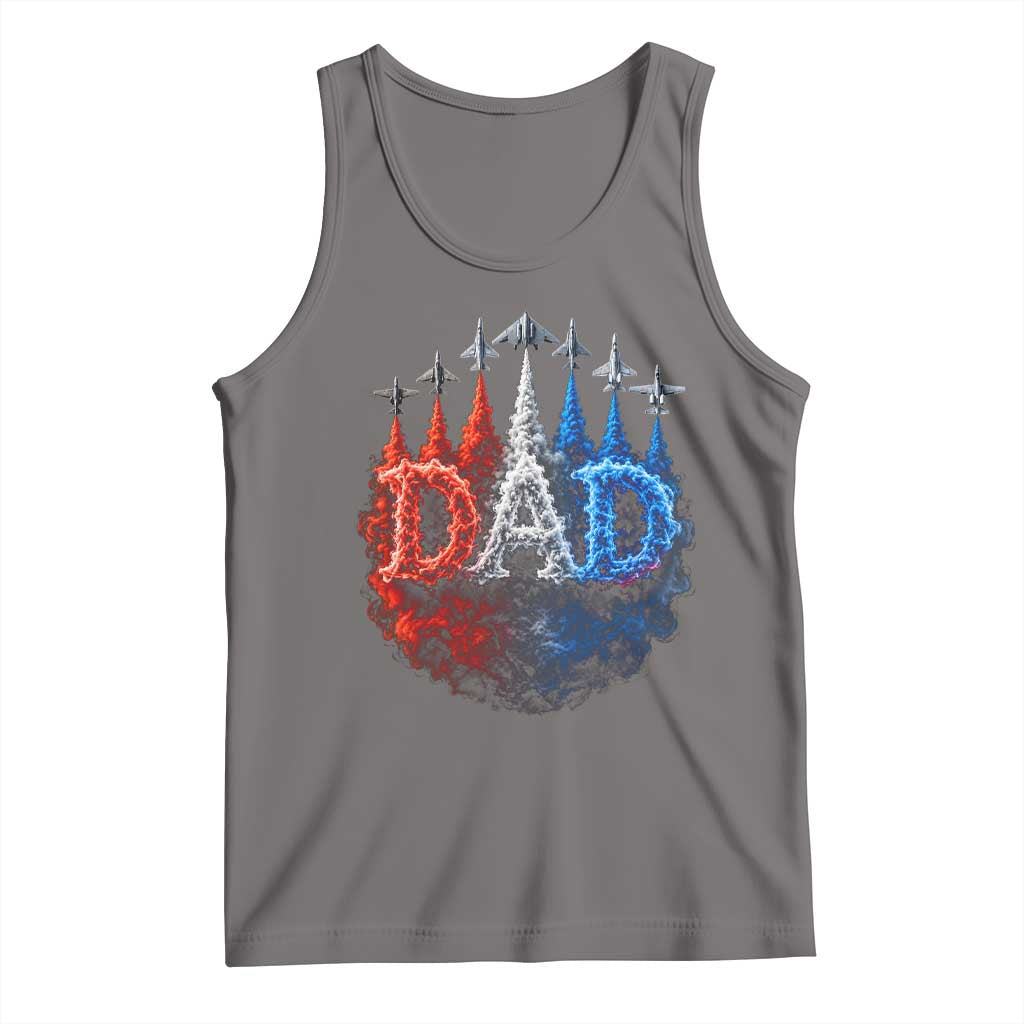 Patriotic Dad Jet Fighter American Flag 4th of July Tank Top TS11 Deep Heather Print Your Wear